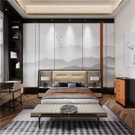 華行大家居輕奢新中式紅木定制臥房