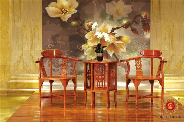 巴花六角茶臺3件套