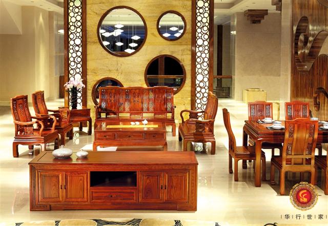 巴花富貴萬字沙發6件套+奇典地柜+萬字餐臺