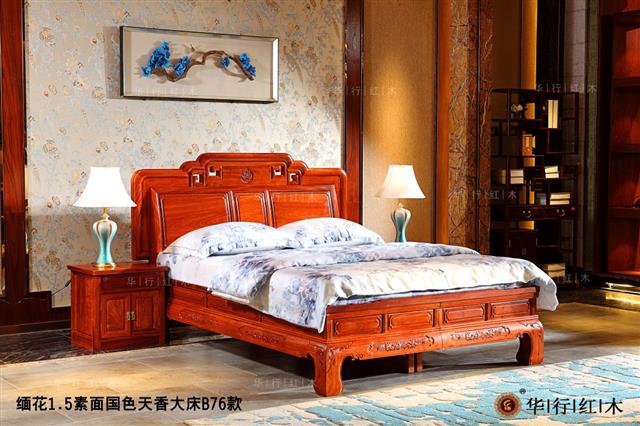 緬花1.5素面國色天香大床B76款