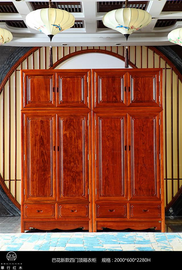 巴花新款四門頂箱衣柜